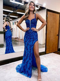 Sheath/Column Lace Straps Sleeveless Court Train Dresses