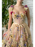 A-Line Prom Dresses Floral Dress Formal Floor Length Sleeveless Sweetheart Lace Backless with Ruched Embroidery 2023
