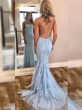 Mermaid Sleeveless Off-the-Shoulder Sweep/Brush Train With Lace Tulle Dresses