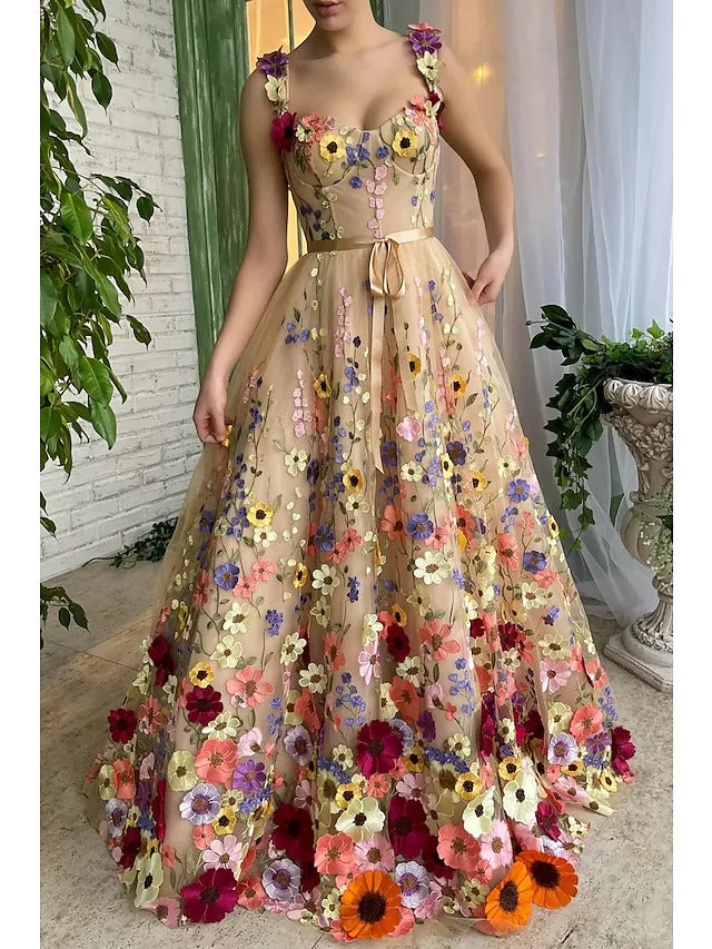 A-Line Prom Dresses Floral Dress Formal Floor Length Sleeveless Sweeth Dessiny A-Line Prom Dresses Floral Dress Formal Floor Length Sleeveless Sweeth Dessiny